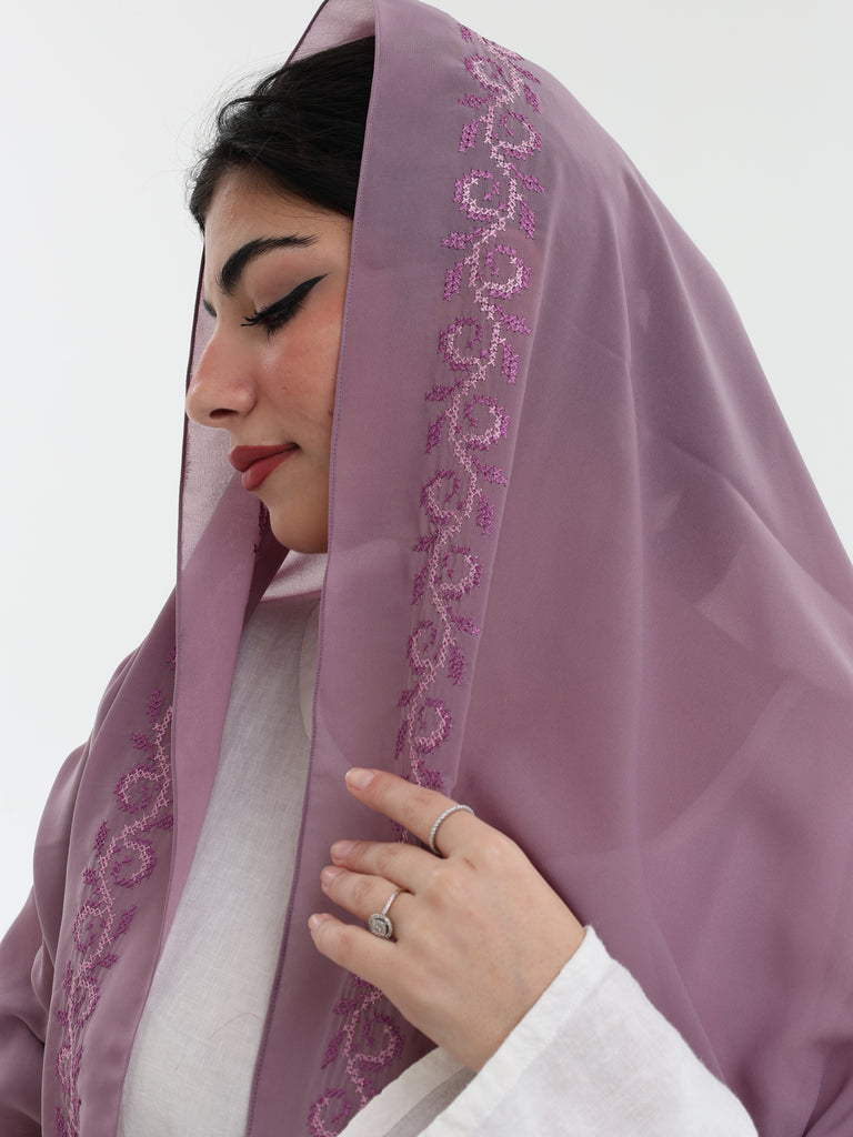 DL1-02 Jouri Rose Embroidered Home Hijab