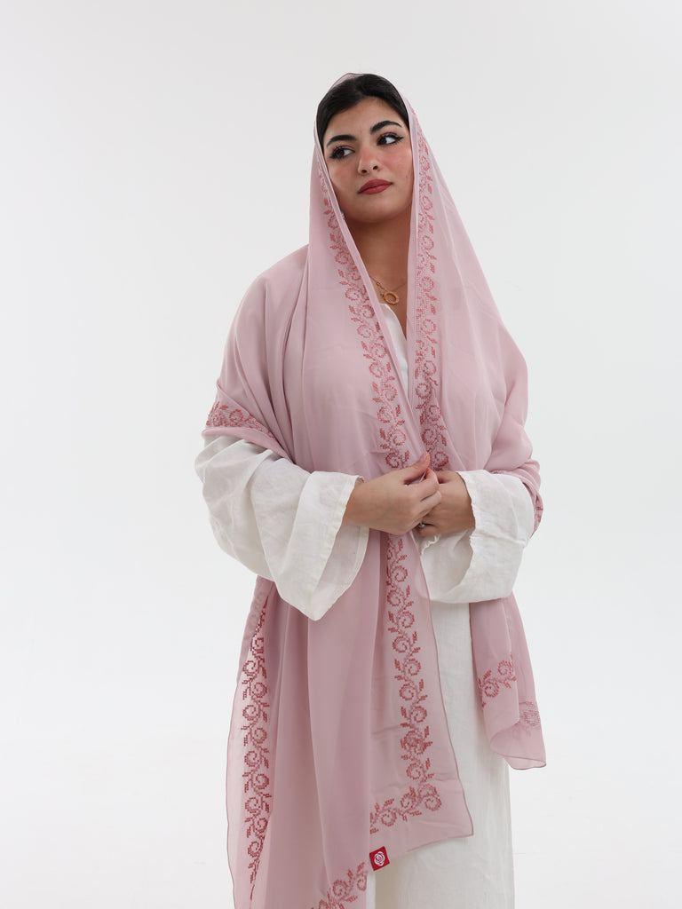 DL1-04 Jouri Rose Embroidered Home Hijab