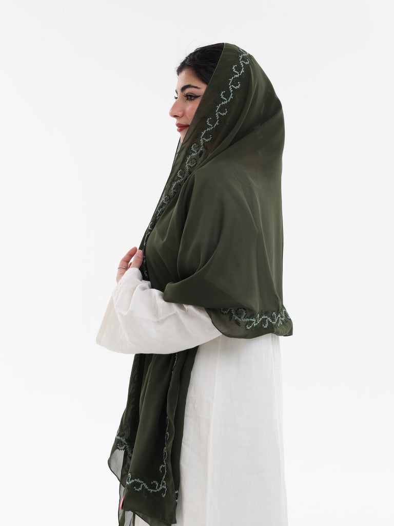 DL1-08 شيل بيت عريضة مطرزة