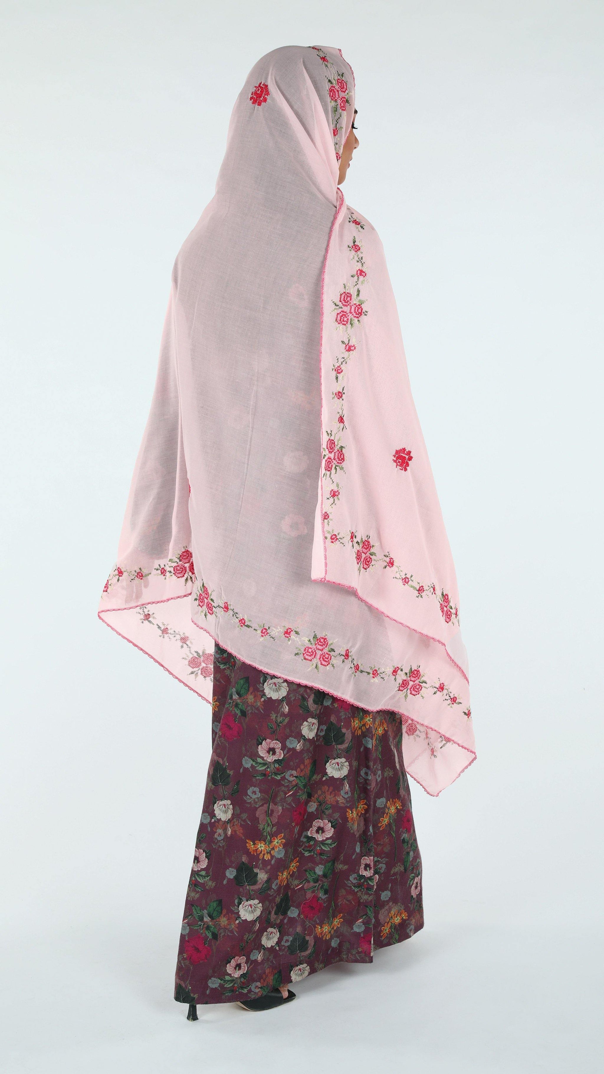 RZ1-392 شيلة جوري روز وردية بأطراف غامجة - Shailah.ae شيلة