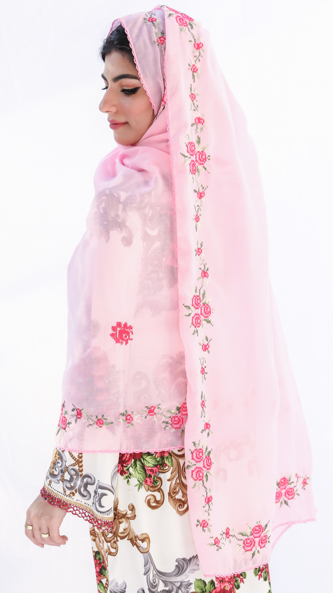 RZ1-385 شيلة جوري روز وردية - Shailah.ae شيلة