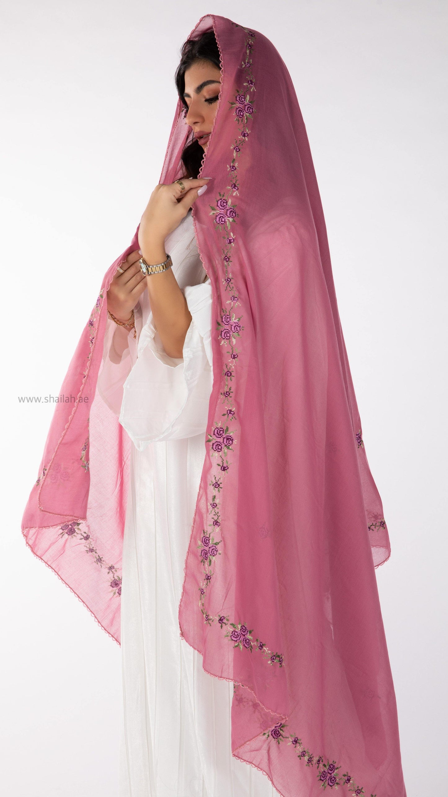 RZ3-15 شيلة جوري روز وردي نودي - Shailah.ae شيلة